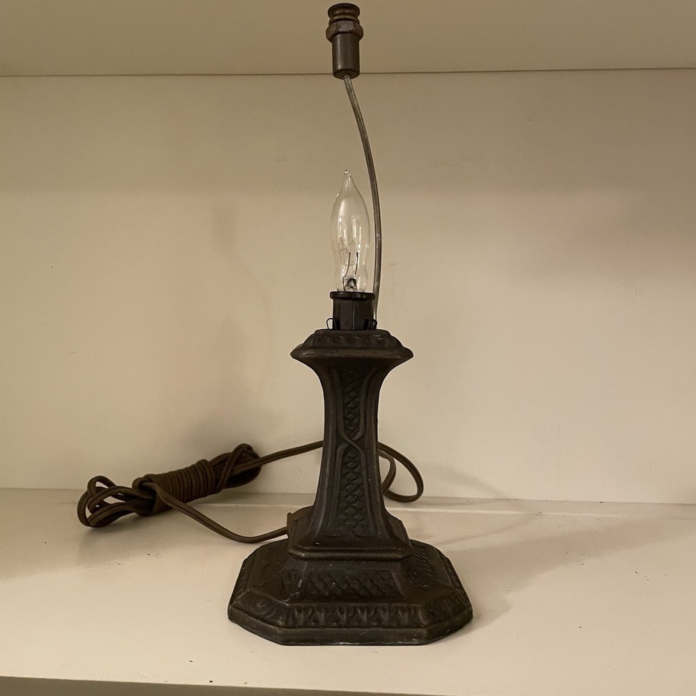 Vintage L&L WMC Cast Metal Lamp Base Art Deco / Mission Style 1940's 11" Tall